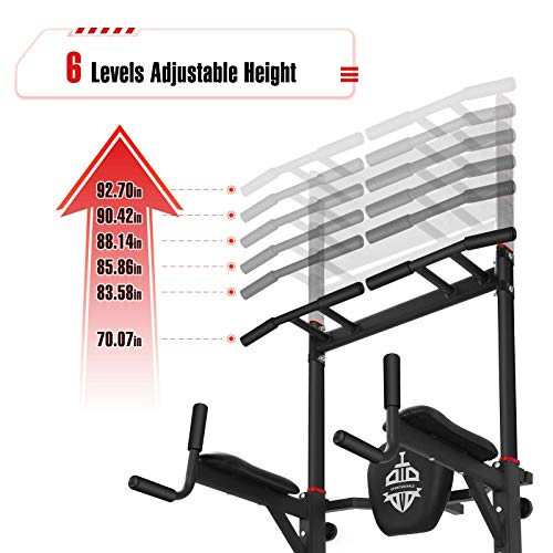 Sportsroyals Power Tower Pull Up Dip Station Adjustable Multi-Function Home Gym Strength Training Fitness Equipment Newer Version