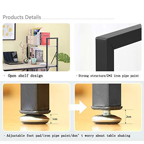 Computer Desk, Study Desk with Bookshelves, Sturdy Small Laptop Desk, Wood Home Office Desk, for Home Office Workstation, Working, Study, Writing
