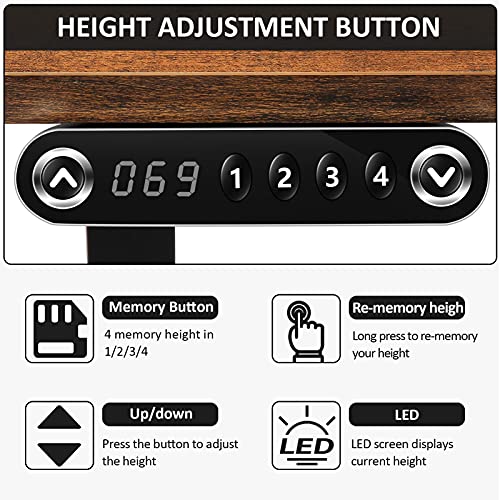 Stand Desk Electric Desk Adjustable Height Computer Desk,Farexon 48 x 24 Inches Sit Stand Home Office Table I Shaped Desk with Memory Preset Height