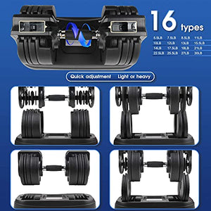 Agiyimi Adjustable Dumbbells, 5.5 to 30lb Dumbbell with Anti-Slip Metal Handle for Men and Women, Dumbbell with Rack and Wrist Brace Suitable for Workout Strength Training Fitness Weight Gym(Single)