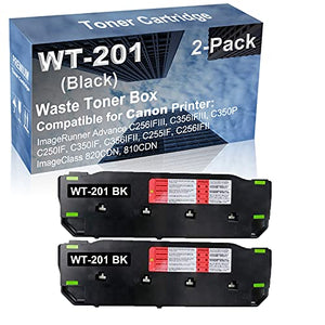 2-Pack Compatible High Yield C350IF, C356IFII, C255IF, C256IFII Printer Waste Toner Container Box Replacement for Canon WT201 WT-201 Toner Cartridge (Black)