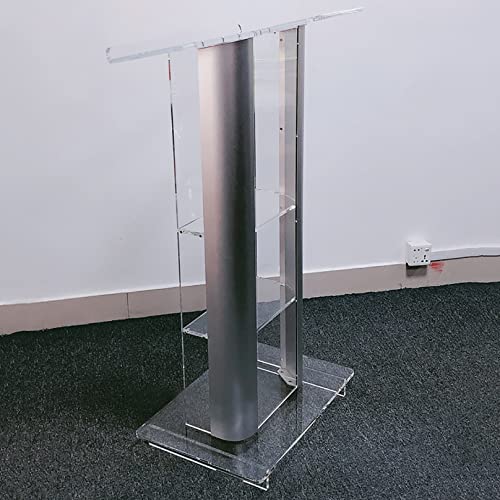 None Clear Podium Stand Plexiglass Conference Pulpit Church Lectern Acrylic Floor-Standing Podium
