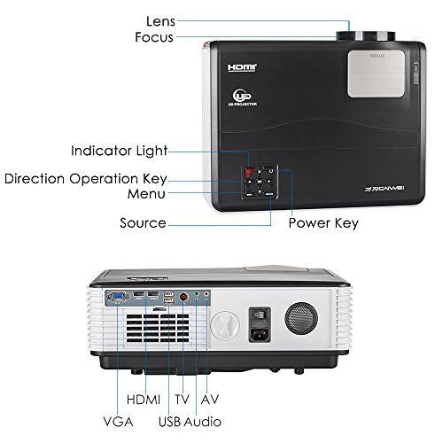 EUG 4200 lumen HDMI Android WiFi LCD Projector WXGA LCD TFT Display Max 200" 16:9 Widescreen Smart Wireless TV Video Projectors for Gaming Smartphone Laptop DVD Playstation Xbox Wii