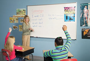 Best-Rite Classroom Deluxe Porcelain Steel Dry Erase Whiteboard, 4 x 8 Feet Magnetic Markerboard with Aluminum Trim & Map Rail (202AH-25)