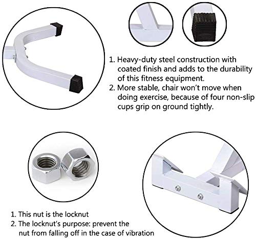 Henf Roman Chair, Hyperextension Bench Adjustable 45 Degree AB Back Abdominal Exercise Sports Machine for Strength Training,White & Black