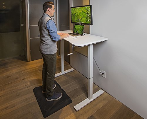Ergo Elements Manual Height Adjustable Stand Up Desk with 60" Top, Crank System Ergonomic Standing 2 Leg Workstation, Black with Black Top