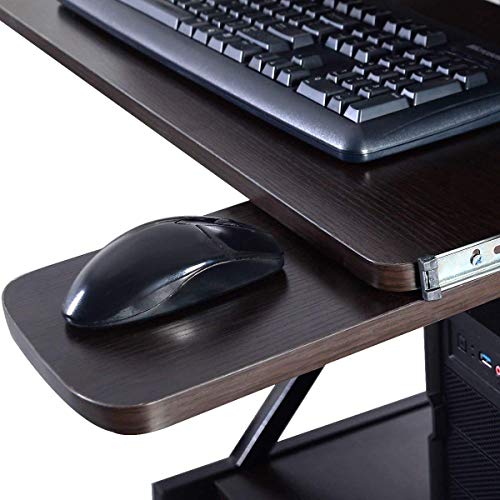 Officejoy Computer Desk Cart Home Office Desk, Mobile Laptop Table Workstation Writing Desk Study Desk with Keyboard Tray, Printer Shelf on Wheels