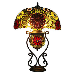 Xihe Tiffany Antique Table Lamp 18" Sunflower European Garden Bedroom Bedside Living Room Lamp