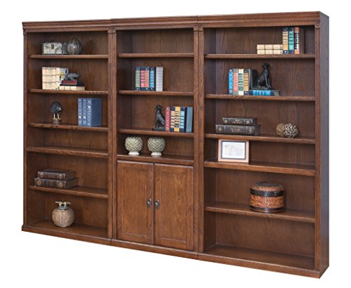 Martin Furniture Huntington Oxford 84" Open Bookcase, Burnish Finish, Fully Assembled