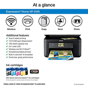 Epson Expression Home XP-5100 Wireless Color Photo Printer with Scanner & Copier, Amazon Dash Replenishment Ready