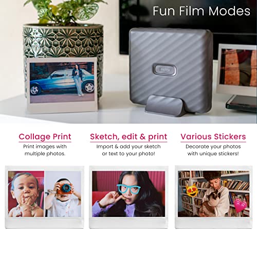 Fujifilm Instax Link Wide Printer Mocha Grey + Fuji Wide Twin Pack Instant Film + Case