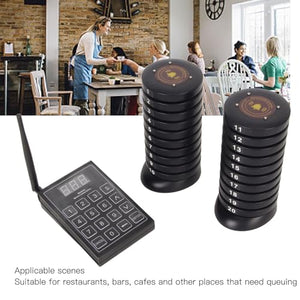 Sxhlseller Wireless Restaurant Buzzer Paging System - 20 Pagers with Transmitter