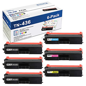 TN436BK,TN436C,TN436M,TN436Y Compatible TN436 TN-436 Super High Yield Toner Cartridge Replacement for Brother MFC-L9570CDWT L8690CDW L8900CDW HL-L9310CDW L9310CDWTT L8260CDW Printer 6PK(3BK+1C+1M+1Y)