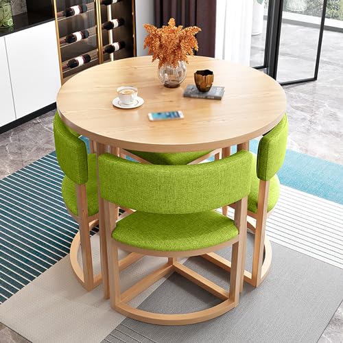 BYJSJY Round Dining Table and 4 Chairs Set - 80cm Small Round Tables