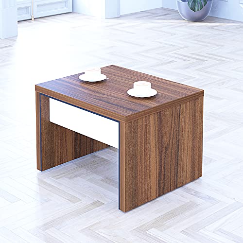 Casa Mare 71" Executive Office Furniture Set | Made of Wood | Home Office Modern Business Suite | 4-Piece Including Long Desk with Drawers, Coffee Table and Large Storage Cabinet | White & Brown