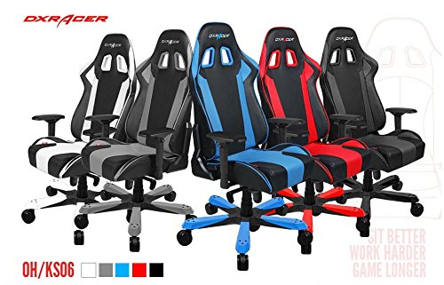 DXRacer King series OH/KS06/NG Large size Seat Office Chair Gaming Ergonomic with - Included Head and Lumbar Support Pillows (Black/Gray)