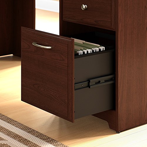 Cabot L Shaped Desk with Hutch, Lateral File Cabinet and 5 Shelf Bookcase