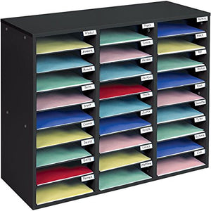 Really Good Stuff Mail Center – 1 Black Classroom or Home Literature Organizer with 27 Slots – Keep Your Classroom, Office, or Distance Learning Space Organized, Durable, Easy Assembly