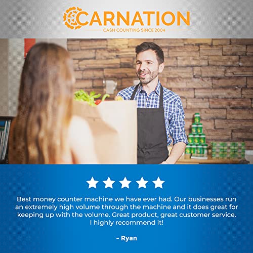 Carnation CR2 Money Counter with Counterfeit Bill Detection - Touchscreen - Scan Bills Using Ultraviolet, Magnetic Ink, IR Technology - Multi-Currency Checker, Counts Up to 1500 Bills per Minute