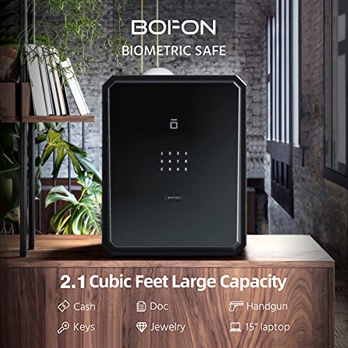 Bofon W-series 2.1Cubic feet Family Fingerprint Password Safe Box with Key,Pistol,Gun Safe,Cabinets for Home Offcie,Lock Box,Security Box,Document safe