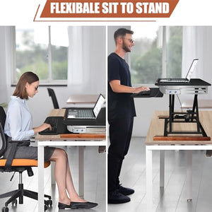 TooCust Electric Standing Desk Converter with Keyboard Tray - 26 Inch, Motorized Sit to Stand Desk Riser for Home Office