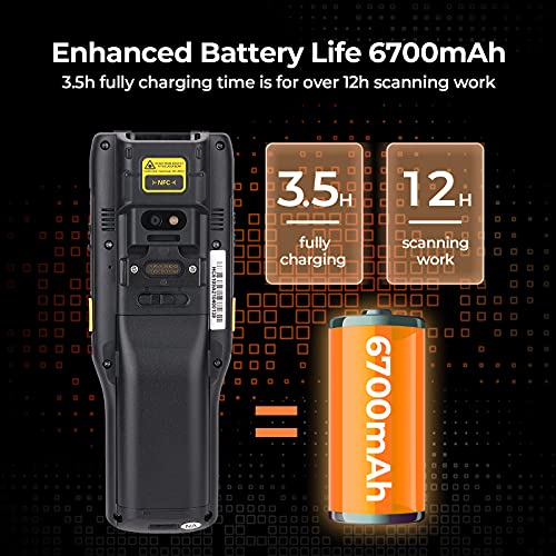 MUNBYN Android Handheld Scanner, 2D Android 9.0 Scanner with Zebra 4750MR Scanner (Extended Range), Support Hot Swap, IP67 NFC 4G WiFi for 1D 2D Decoding in Warehouse Inventory Tracking