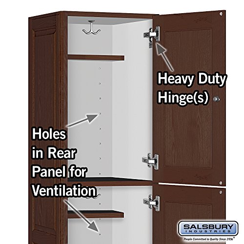 Salsbury Industries 3-Tier Solid Oak Executive One Wide Storage Unit, 6-Feet High by 18-Inch Deep Wood Locker Dark