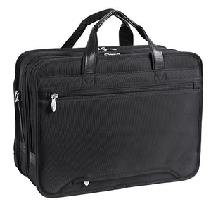 McKlein, R Series, Walton, Tech-Lite Ballistic Nylon, 17" Nylon Expandable Double Compartment Laptop Briefcase w/Removable Sleeve, Black (73985)