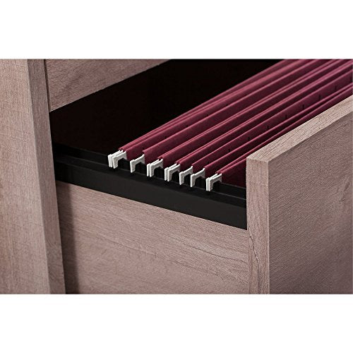 Bush Furniture Key West 48W Writing Desk with 2 Drawer Lateral File Cabinet and 5 Shelf Bookcase in Washed Gray