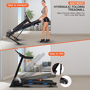 FUNMILY 3.25HP Folding Treadmill, Electric Automatic Incline Treadmill, Motorized Walking Running Jogging Machine for Gym Home & Office Workout - 2021 Updated Version