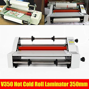 SHZICMY Hot Cold Roll Laminator 110V 13" V350 Digital Display Single&Dual Sided Laminating Machine 4 Rollers BOPP PTE Film (USA Stock)