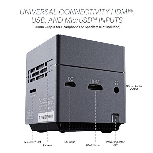 Kodak DLP Cube Mini Portable Projector with 1080p Pico LED HD Quality- Rechargeable with Speakers – HDMI and Micro SD Card - for Home, Office, Movies and Gaming - Supports Android and iOS Devices