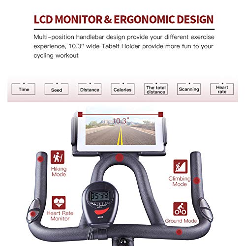 HARISON Exercise Bike Indoor Cycling Bike Fitness Stationary 35LBS Flywheel Bicycle for Home Cardio Workout Machine Training with Comfortable Seat with Digital Monitor (with Big Seat)