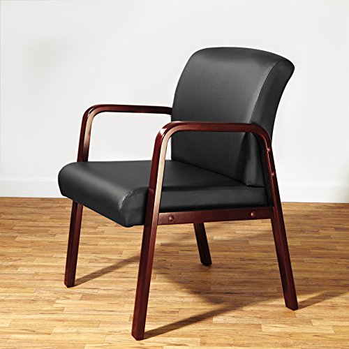 Alera ALERL4319C Reception Lounge Series Guest Chair, Cherry/Black Leather