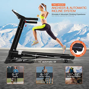 FUNMILY 3.25HP Folding Treadmill, Electric Automatic Incline Treadmill, Motorized Walking Running Jogging Machine for Gym Home & Office Workout - 2021 Updated Version