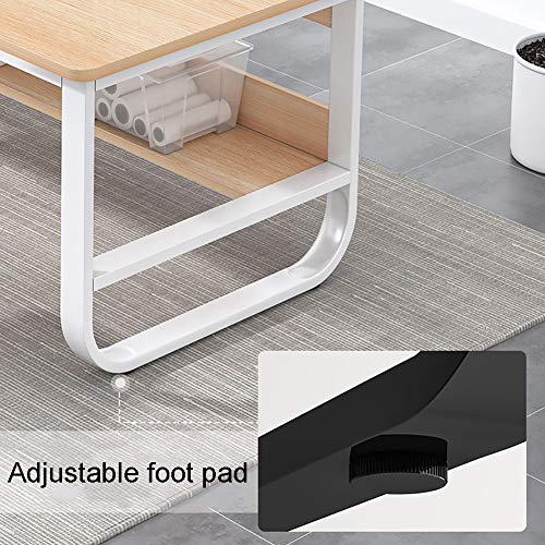 YAOJP Computer Desk with Storage Shelves, Multifunction Office Workstation Writing Table with Adjustable Non-Slip Foot Pad PC Laptop Gaming Desk for Home Office,Black,140x70x73cm