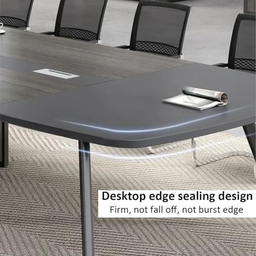 KAGUYASU Modern 14.8FT Conference Table with Grommet, Black Oak
