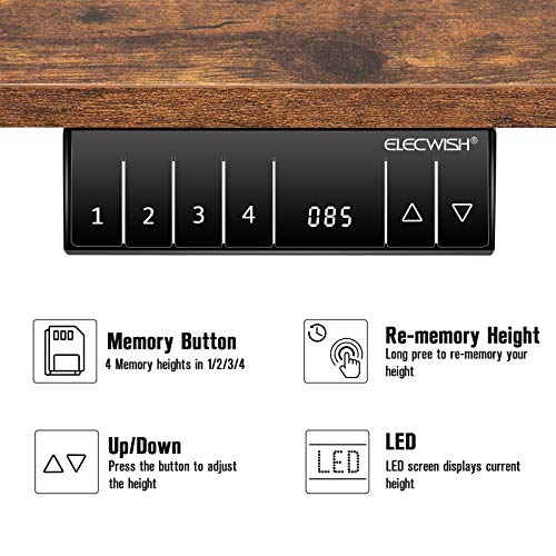 ELECWISH L Shaped Desk Electric Height Adjustable Corner Computer Desk Space-Saving Long Table with Pen Case and EO Material Plate for Home Office Large Gaming Writing Workstation（Black+Rustic Brown