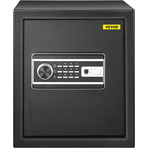 VEVOR Security Safe 1.7 Cubic Feet Electronic Safe with Fingerprint Lock 48L Digital Safe Box with Two Override Keys Fireproof Safe Carbon Steel for Home Hotel Restaurant and Office