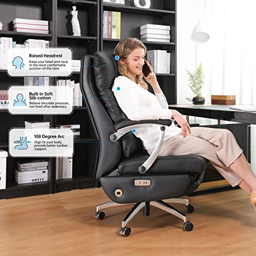 LEAGOO High-Back Electric Reclining Office Chair with Footrest