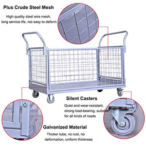 ZXXL Heavy Duty Steel Utility Cart with Folding Design, 660lb Load Capacity, Gray (Size: Large)