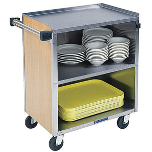 Lakeside Manufacturing Three Shelf Utility Cart with Walnut Laminate and Stainless Steel