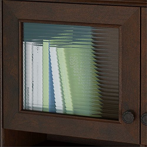 kathy ireland Home by Bush Furniture Volcano Dusk Double Pedestal Desk with Hutch in Coastal Cherry