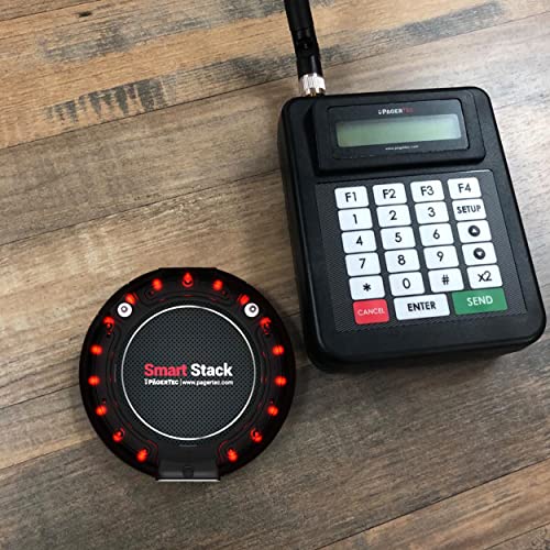 Pagertec Coaster Paging System for Restaurants, Hospitals & Hotels | 1 Transmitter, 2 Charging Bases, 30 Long Range Pagers | Up to 2 Miles Range