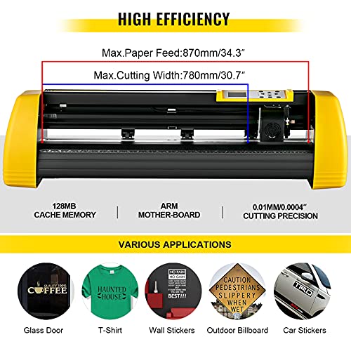 VEVOR Vinyl Cutter Machine, 870mm Cutting Plotter, Automatic Camera Contour Cutting 34” Plotter Printer with Floor Stand Adjustable Force and Speed for Sign Making Plotter Cutter