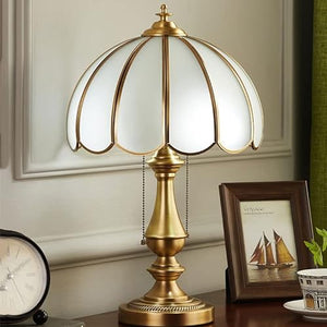 None European Light Luxury Desk Lamp Copper Antique Bedside Lamp