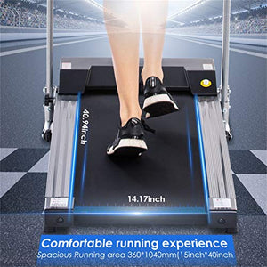 Folding Treadmill for Home, Smart Electric Treadmill with LED Monitor, Safe Handlebar & Safe Key, Portable Walking Running Jogging Exercise Equipment with Fixed Incline & Easy Assemble