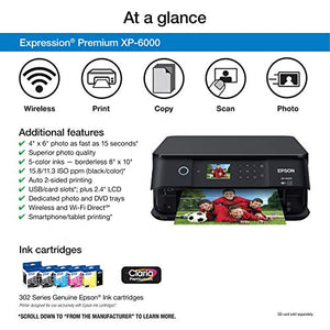 Epson Expression Premium XP-6000 Wireless Color Photo Printer with Scanner & Copier, Amazon Dash Replenishment Ready