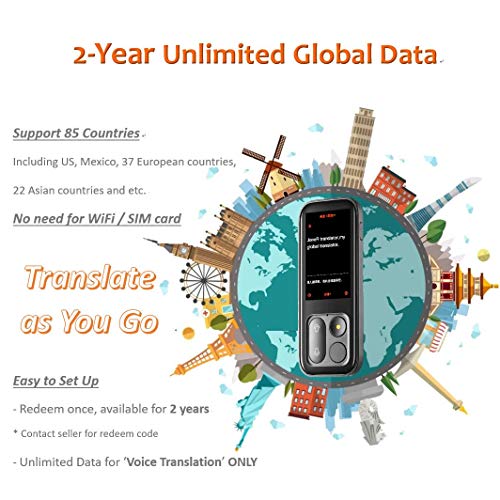 JoneR Voice Language Translator Device, 2-Year Unlimited Global Data, Support Photo Translation, 3.1-inch Touch Screen, 55 Languages +75 Accents Instant Two-Way Portable Translator, Fly, Black