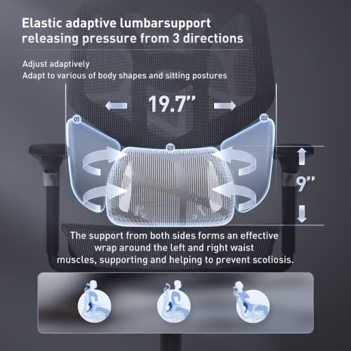 Hbada E3 Ergonomic Office Chair with Lumbar Support, Seat Depth Adjustment, and Footrest
